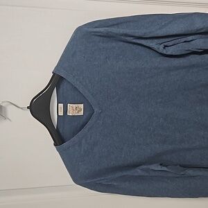 Article 365 Cotton Cashmere Soft Blue Lightweight V-Neck Sweater - Mens XL